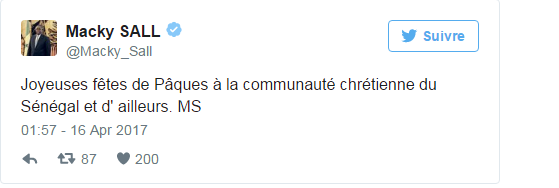 Le Président Macky Sall communie avec la communauté chrétienne