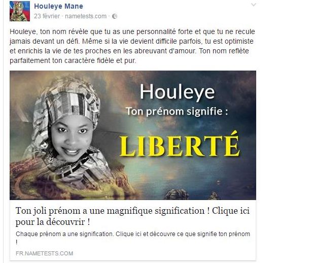 Le dernier message de Oulèye Mané avant son arrestation sur Facebook