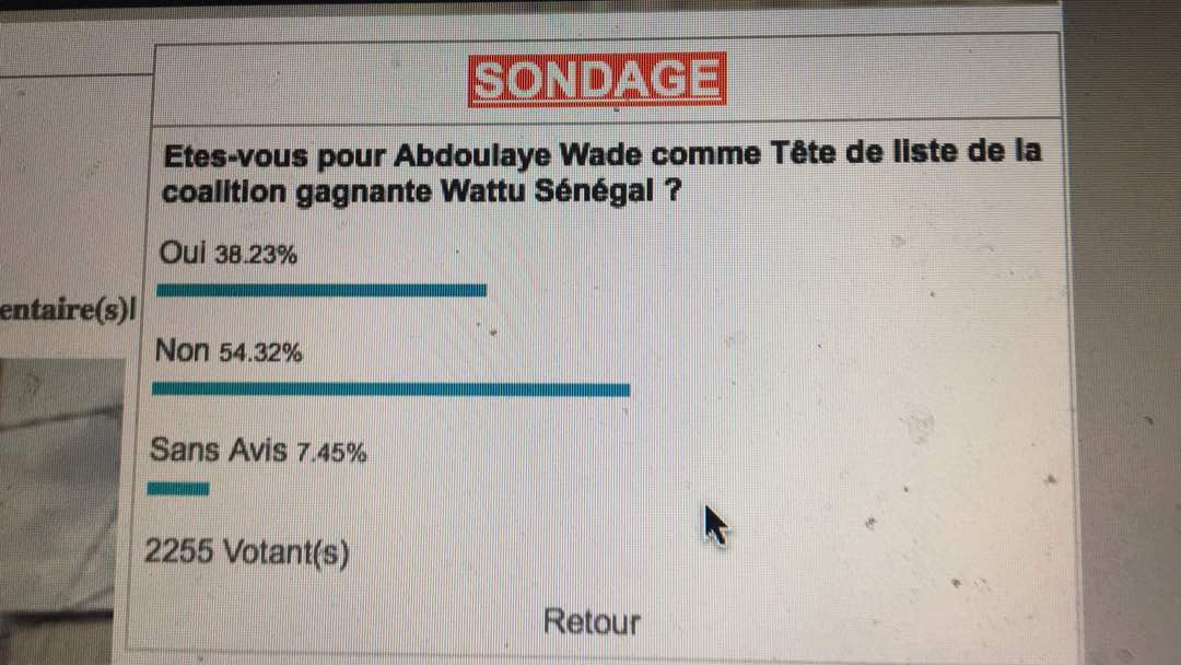 ​Législatives 2017 : Sondage sur les têtes de liste, Abdoulaye Wade perd la cote