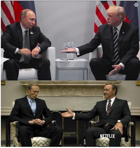 La série "House of Cards" s'est invitée à la rencontre entre Trump et Poutine