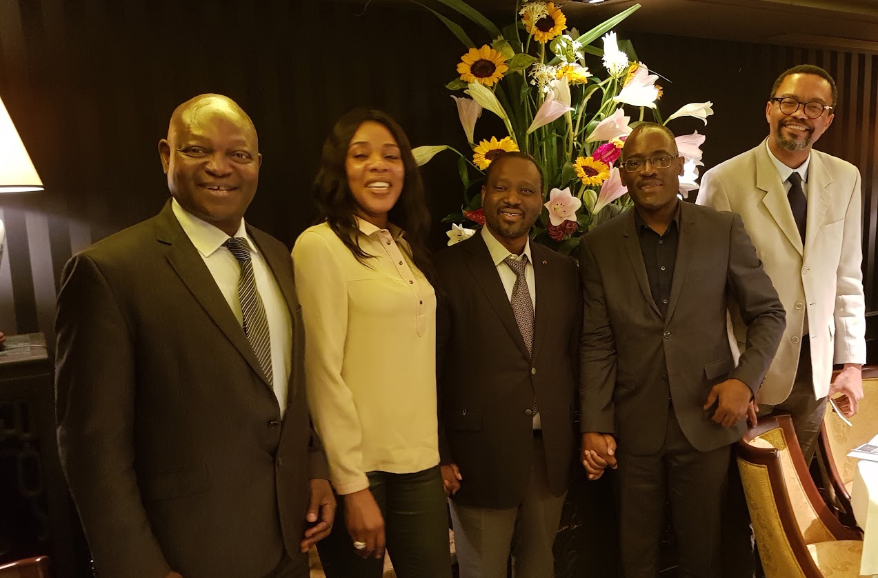 De la gauche vers la droite : Tiburce Koffi, Affoussiata Bamba Lamine, Guillaume Soro, Toussaint Alain et Franklin Nyamsi.