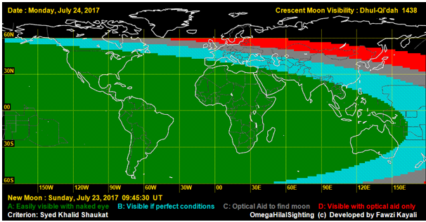 Projection et zonage pour le lundi 24 juillet 2017