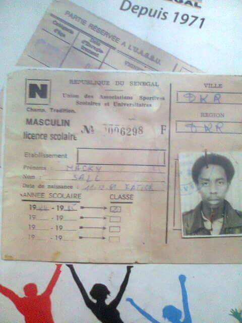 Photo archive : la  licence UASSU de l'étudiant Macky Sall