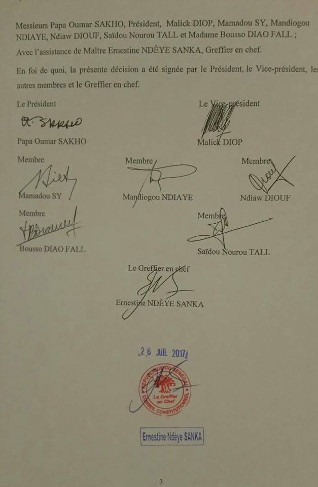 Voici la décision du Conseil constitutionnel sur la proposition de Macky Sall