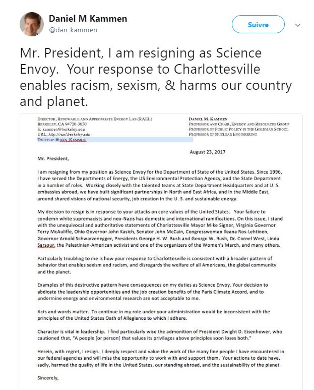 Ce conseiller du gouvernement américain a caché une surprise dans sa lettre de démission à Donald Trump
