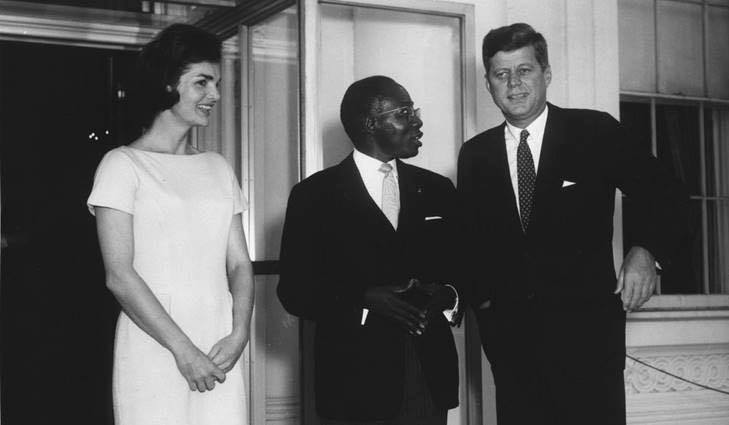 Photos : Léopold Sédar Senghor avec John et Jackie Kennedy...