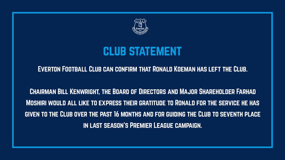 Officiel, Everton : Ronald Koeman licencié
