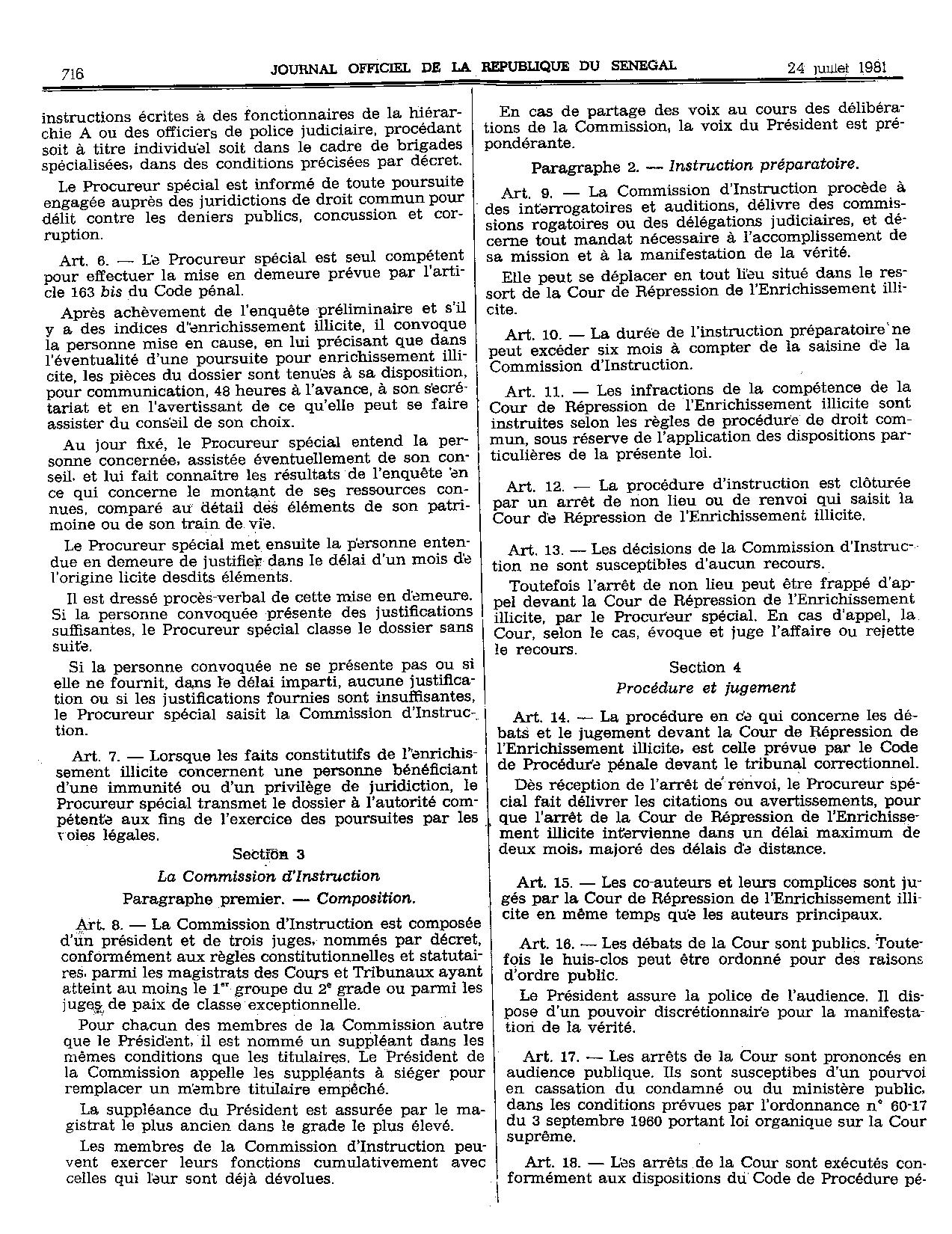 Lois n° 81-53 et n° 81-54 du 10 juillet 1981 relatives à la répression de l’enrichissement illicite : Les motivations d’Abdou Diouf en 1981? Lois n° 81-53 et n° 81-54 du 10 juillet 1981 relatives à la répression de l’enrichissement illicite : Les motivations d’Abdou Diouf en 1981?