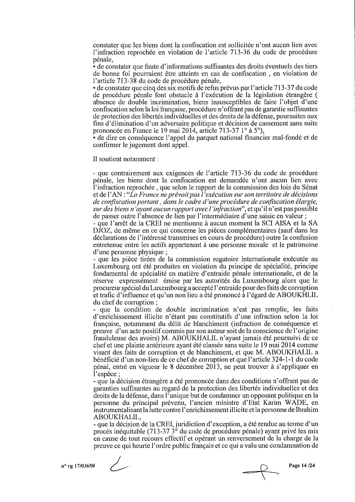 EXCLUSIF Karim Wade : l'intégralité de la décision Cour d'Appel de Paris
