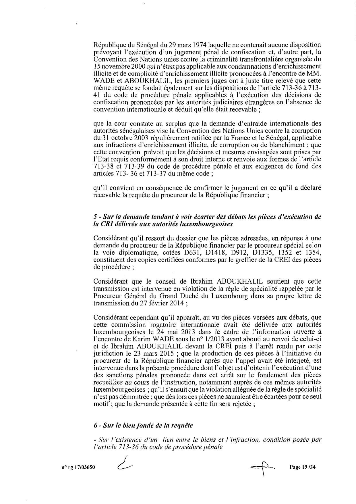 EXCLUSIF Karim Wade : l'intégralité de la décision Cour d'Appel de Paris