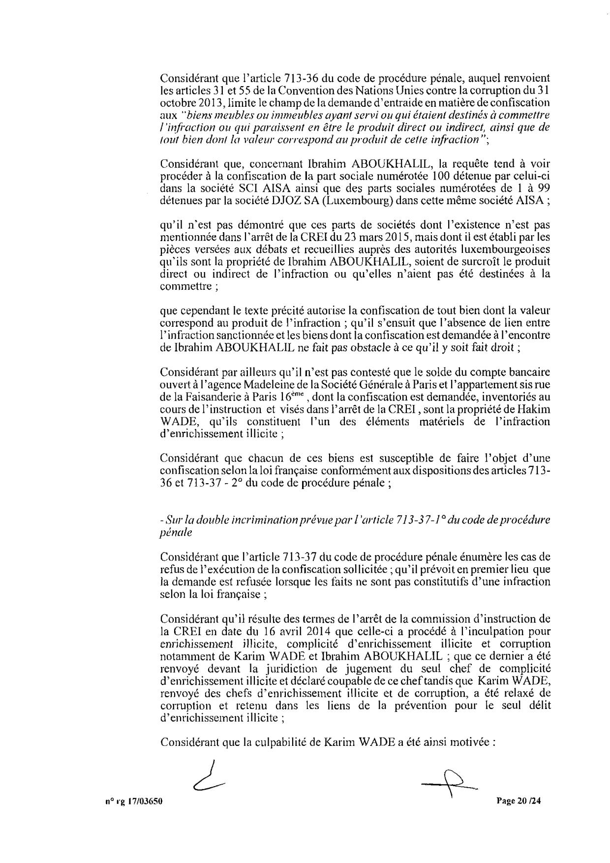 EXCLUSIF Karim Wade : l'intégralité de la décision Cour d'Appel de Paris
