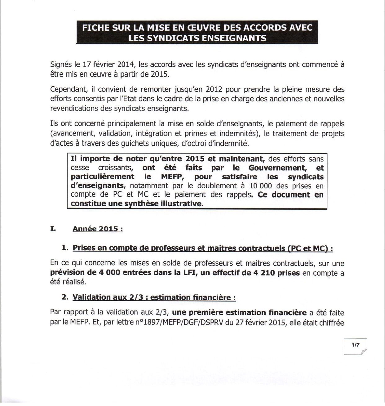 EXCLUSIF Mise en oeuvre des accords avec les enseignants : la vérité par les chiffres de 2015 à 2018 EXCLUSIF Mise en oeuvre des accords avec les enseignants : la vérité par les chiffres de 2015 à 2018