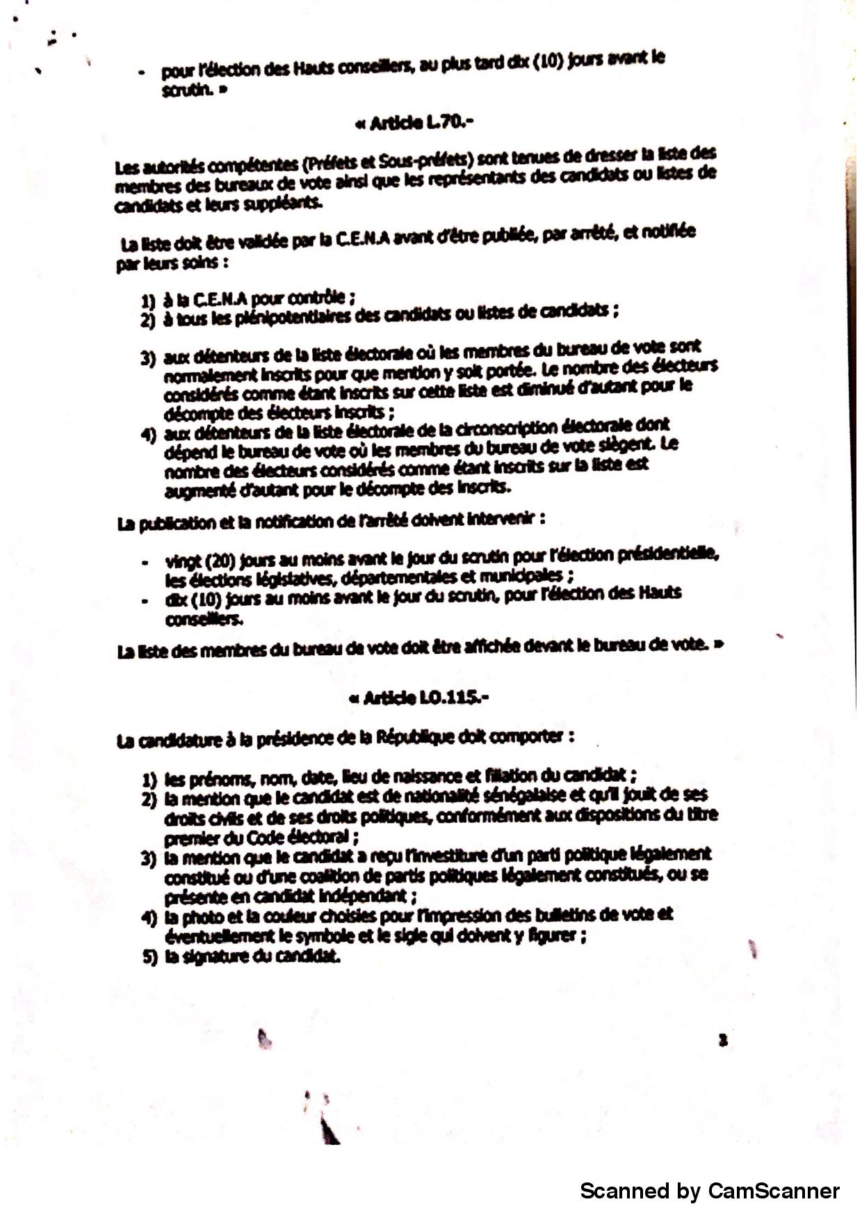 Projet de loi portant modification du Code électoral au sortir du Conseil des ministres du 19 mars 2018 