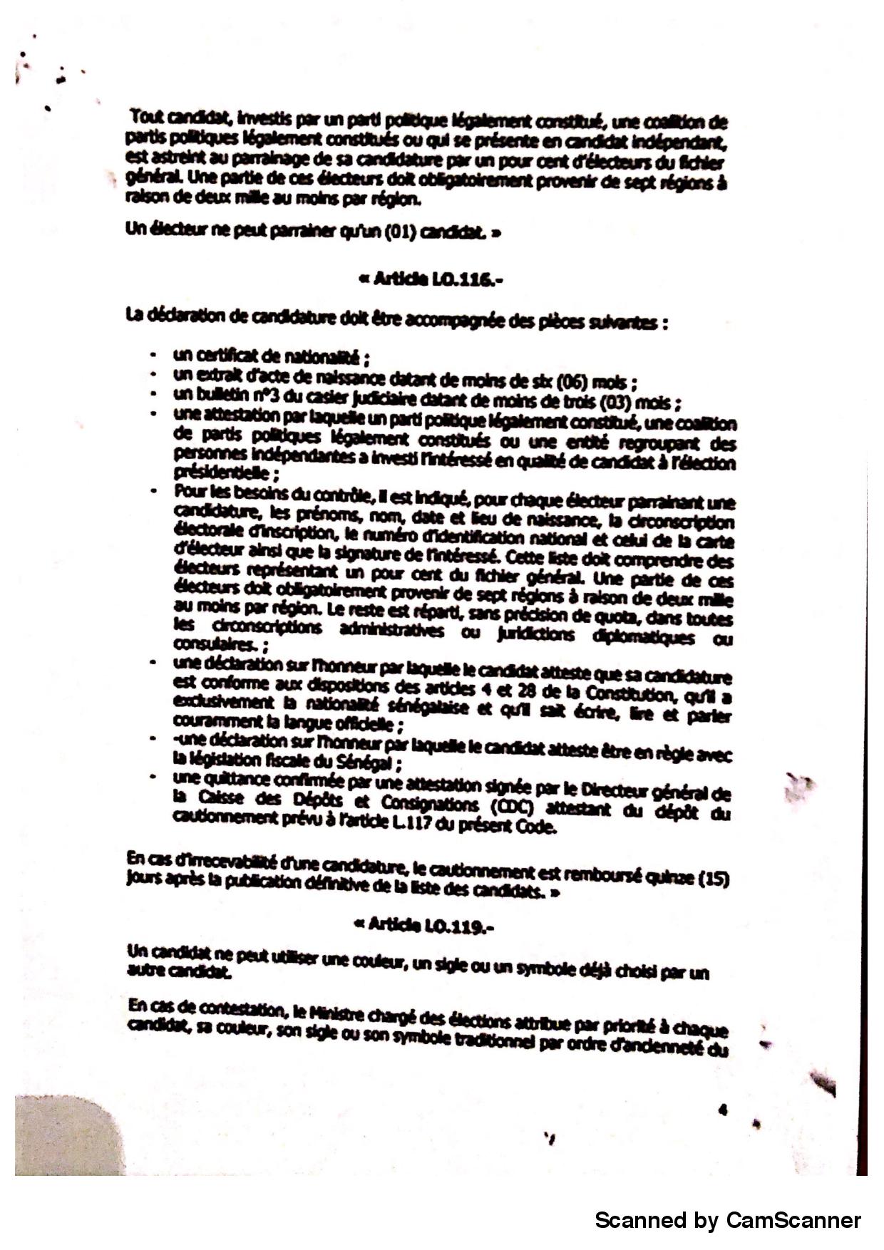 Projet de loi portant modification du Code électoral au sortir du Conseil des ministres du 19 mars 2018 