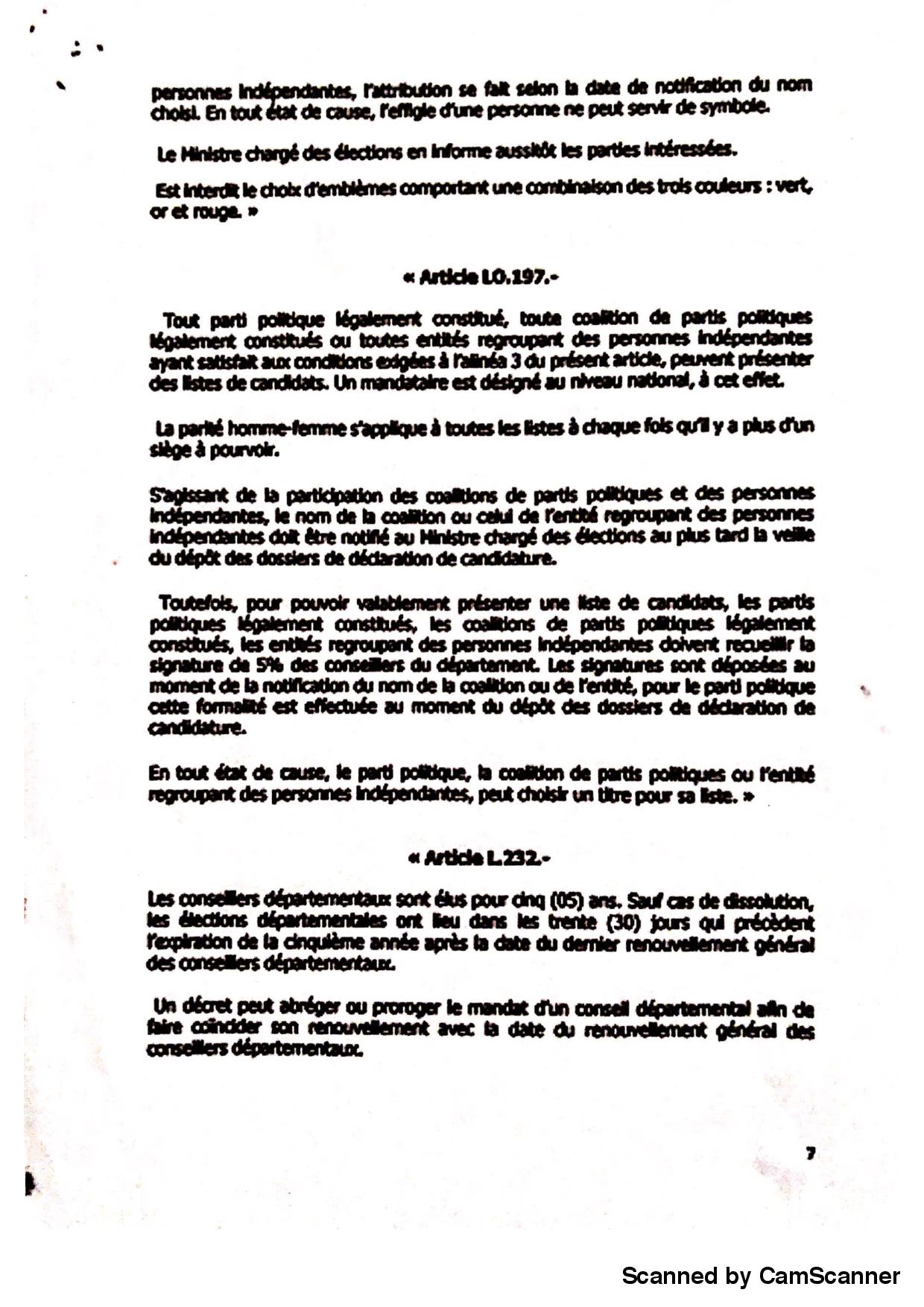Projet de loi portant modification du Code électoral au sortir du Conseil des ministres du 19 mars 2018 