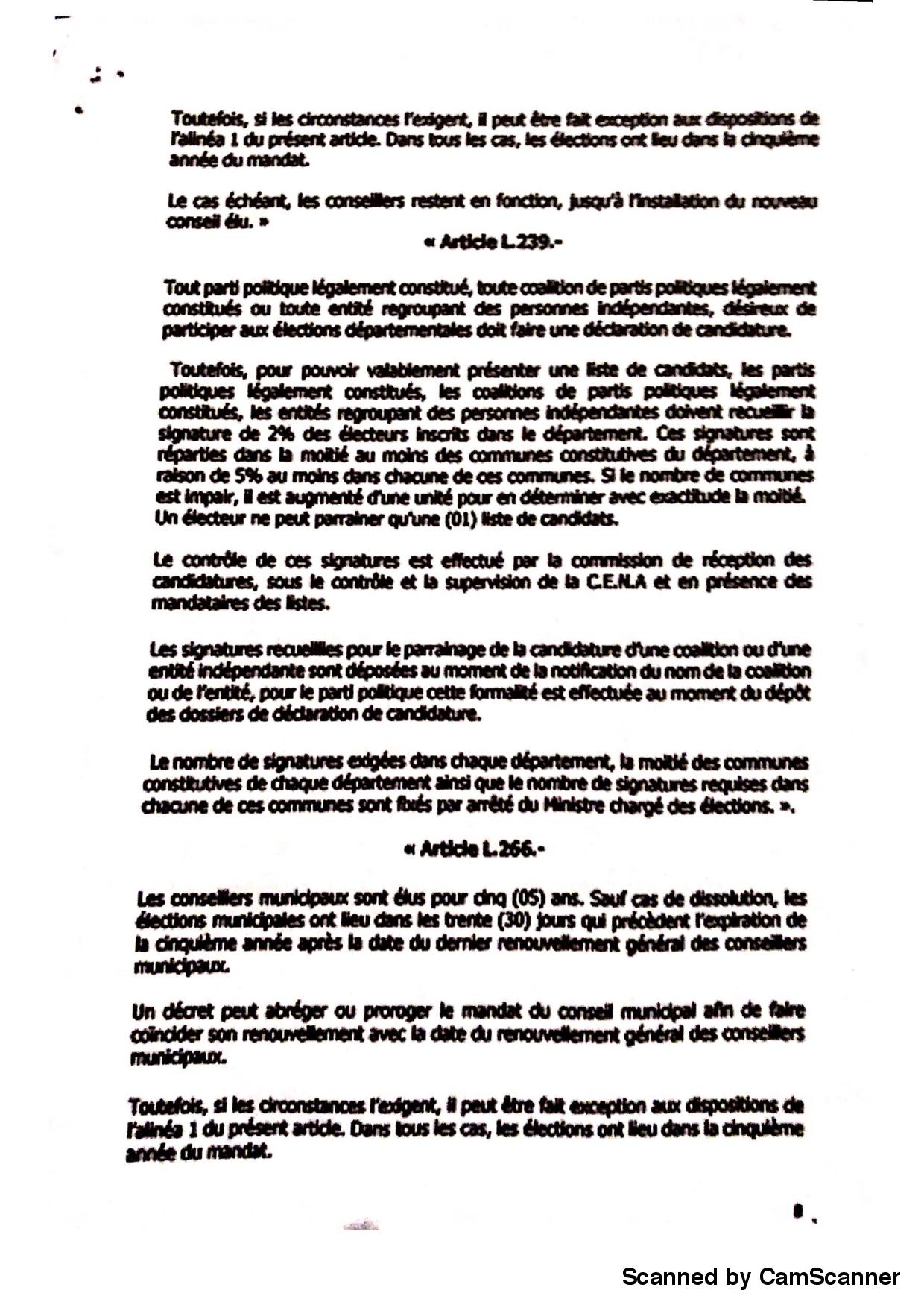 Projet de loi portant modification du Code électoral au sortir du Conseil des ministres du 19 mars 2018 