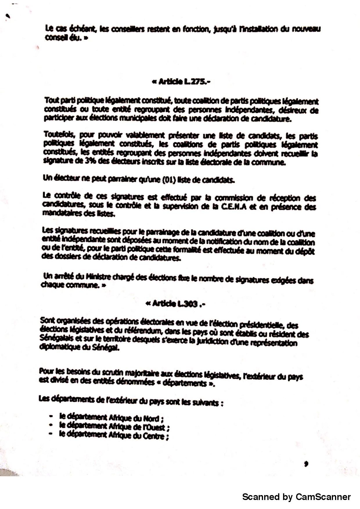 Projet de loi portant modification du Code électoral au sortir du Conseil des ministres du 19 mars 2018 