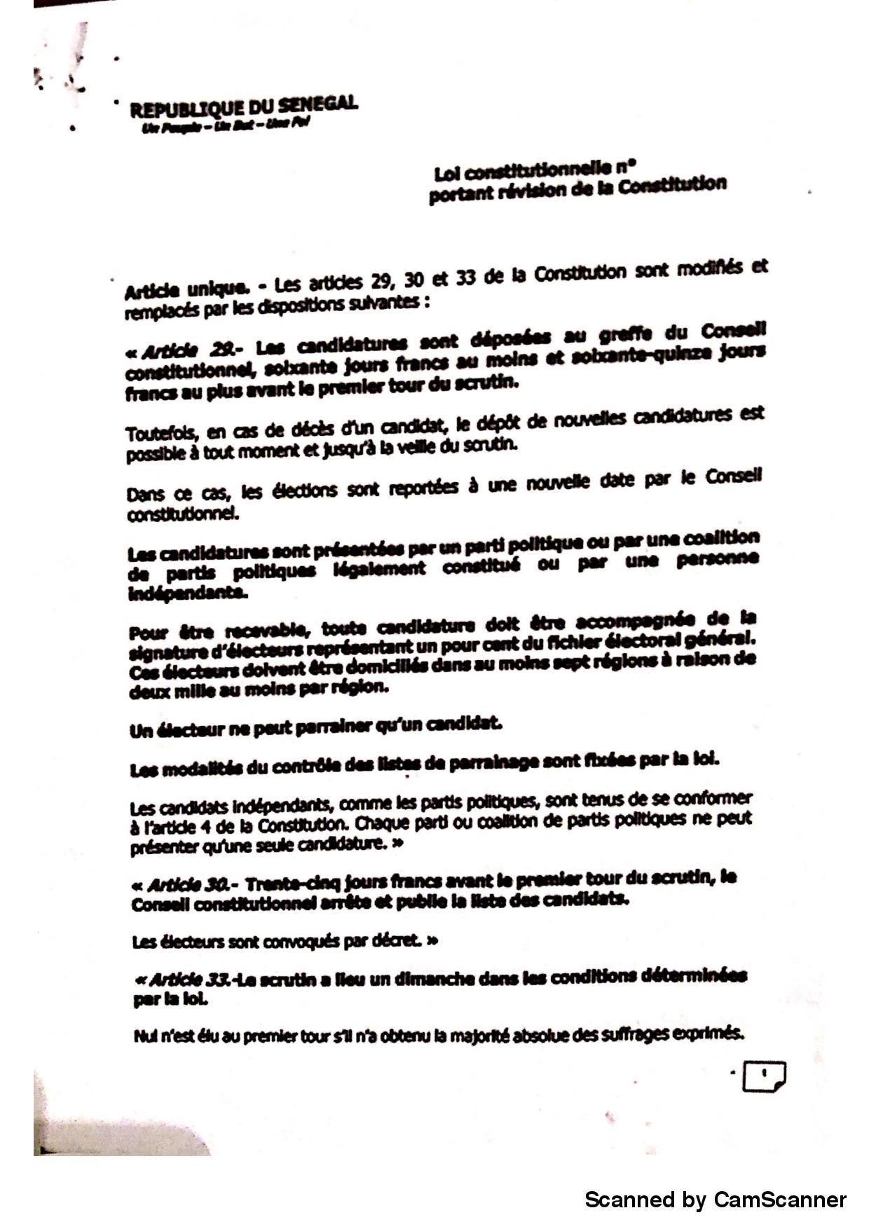 Le projet de loi portant révision de la Constitution à l'issue du Conseil des ministres du 19 mars 2018