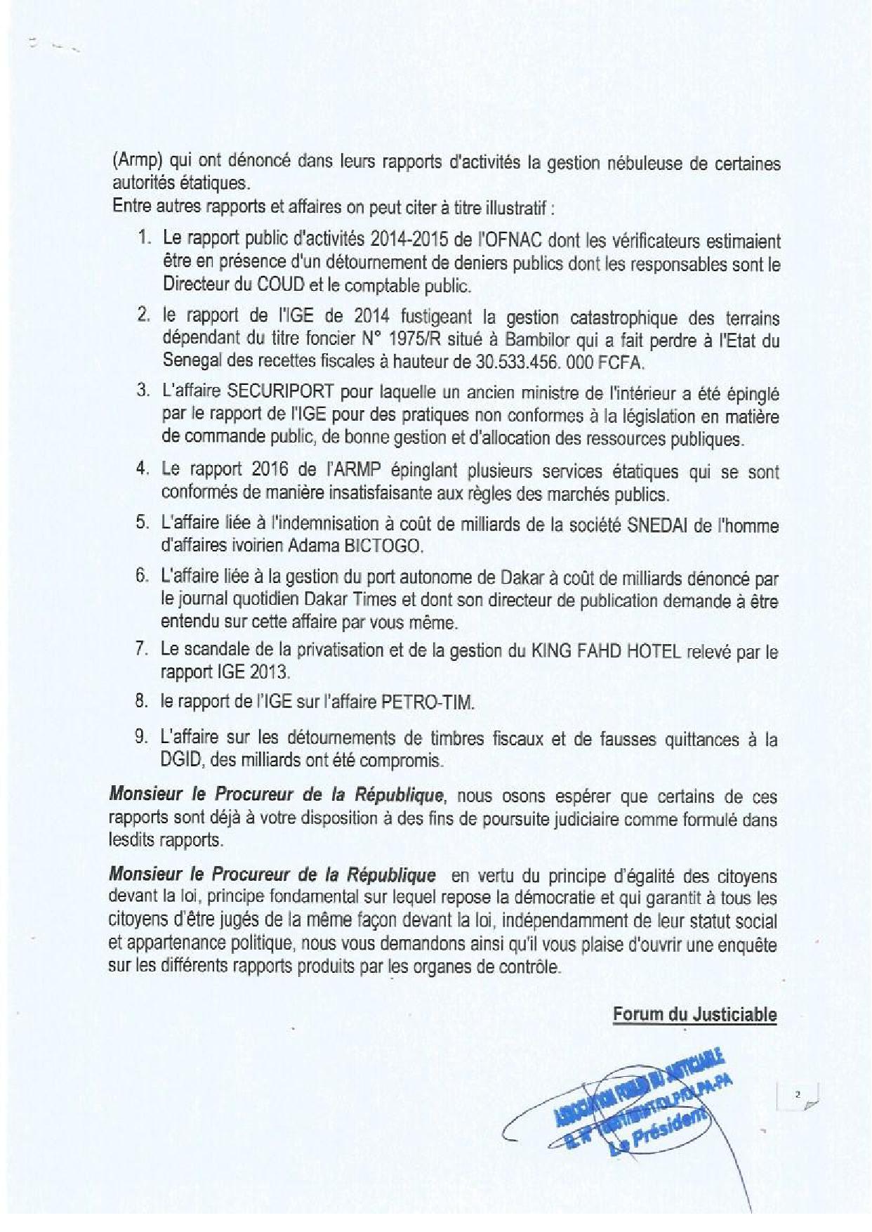 Rapports sur Petrotim, Bictogo, Securiport, King Fahd Hôtel, COUD : Une requête aux fins d’enquête sur la table du Procureur de la République 