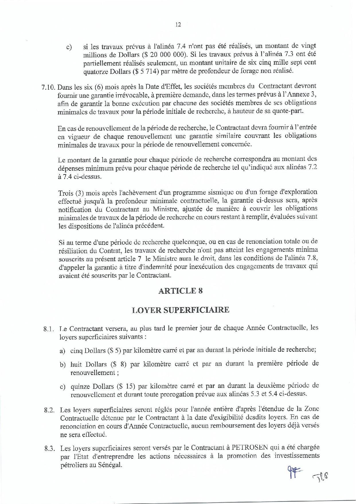 Contrat de recherche et de partage de production d'hydrocarbure " Rufisque Offshore" entre l'Etat du Sénégal et Total (Part 1)