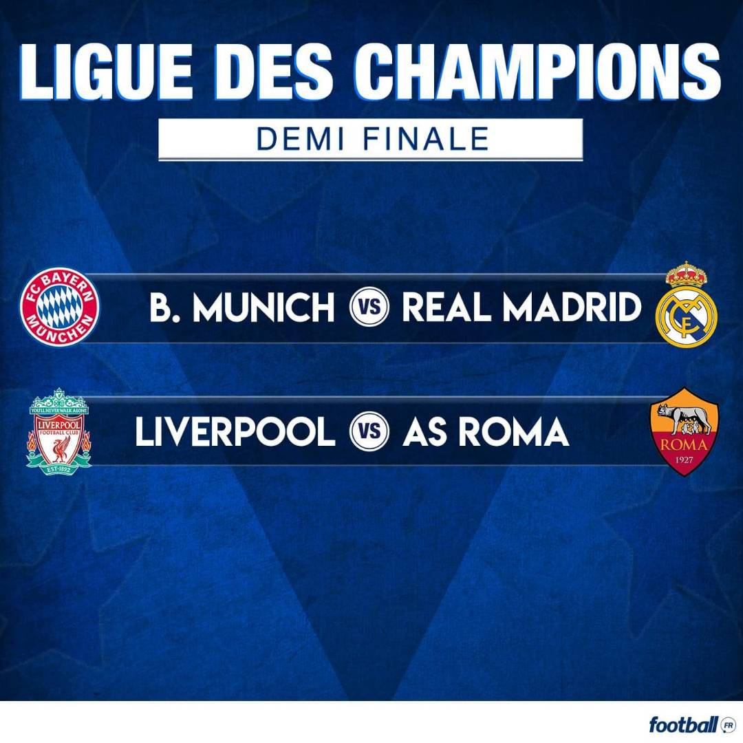 Ligue des champions : Choc Bayern vs Réal Madrid et Liverpool vs Roma