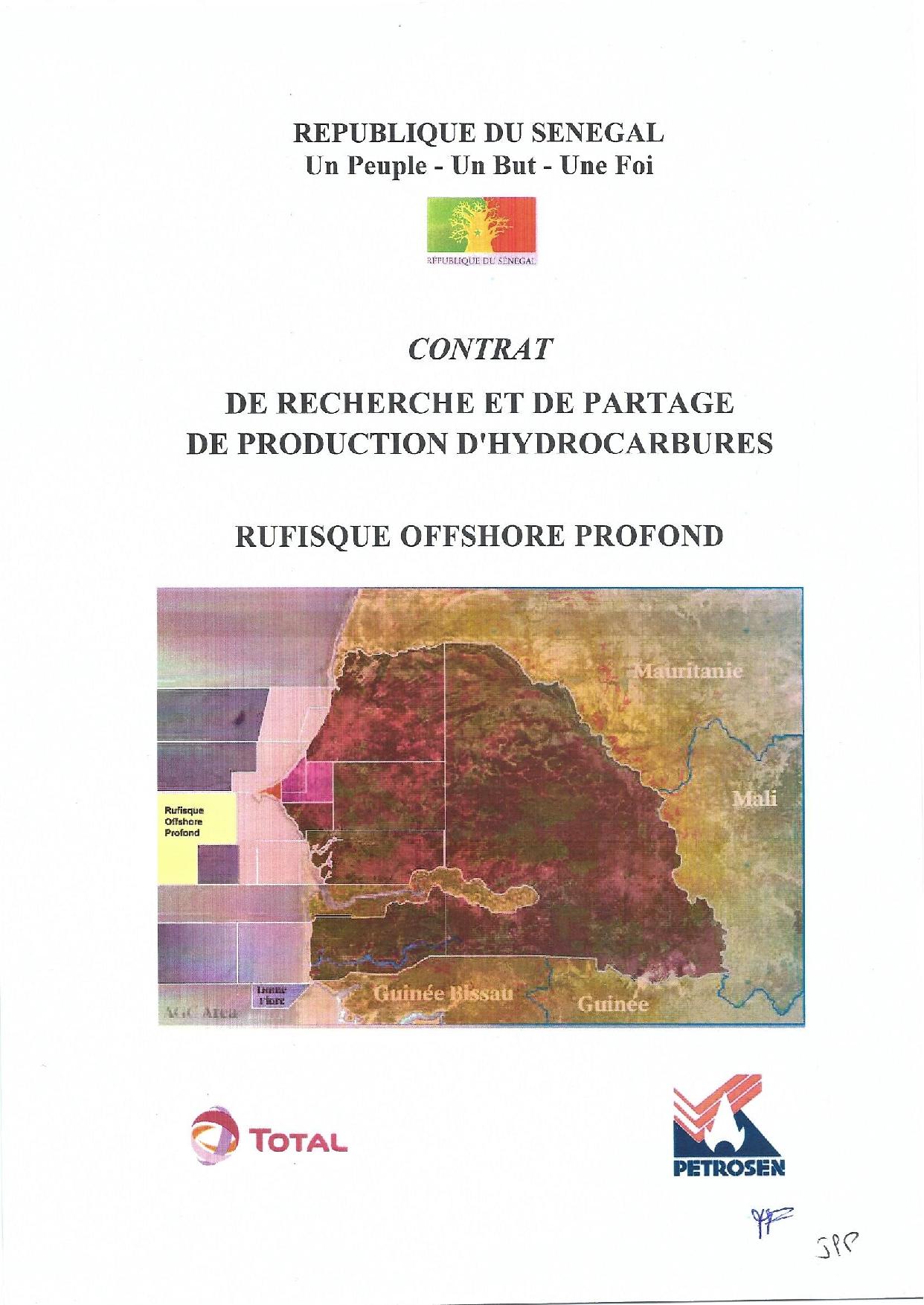 Contrat de recherche et de partage de production d'hydrocarbure " Rufisque Offshore" entre l'Etat du Sénégal et Total (Part 2)