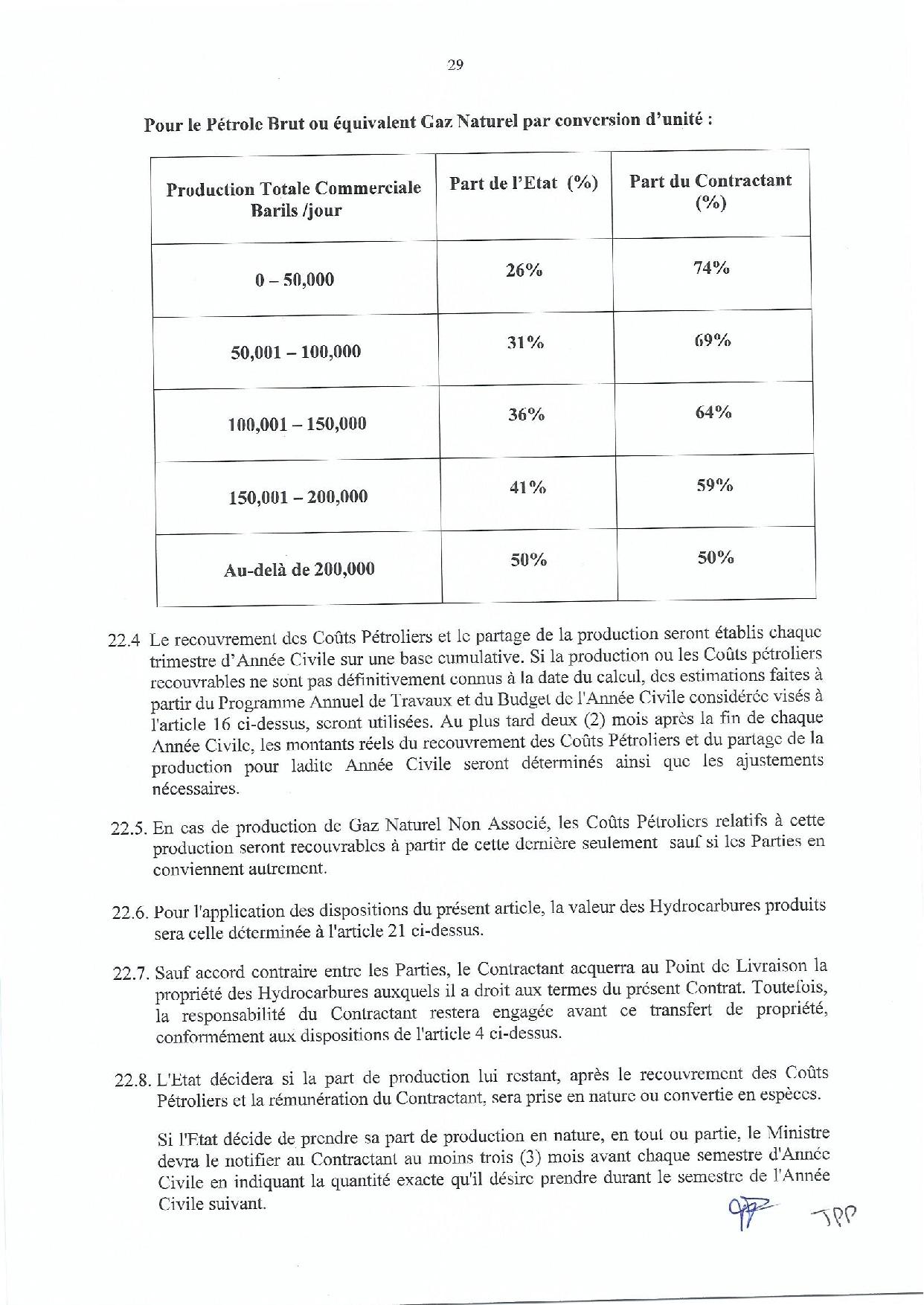 Contrat de recherche et de partage de production d'hydrocarbure " Rufisque Offshore" entre l'Etat du Sénégal et Total (Part 2)
