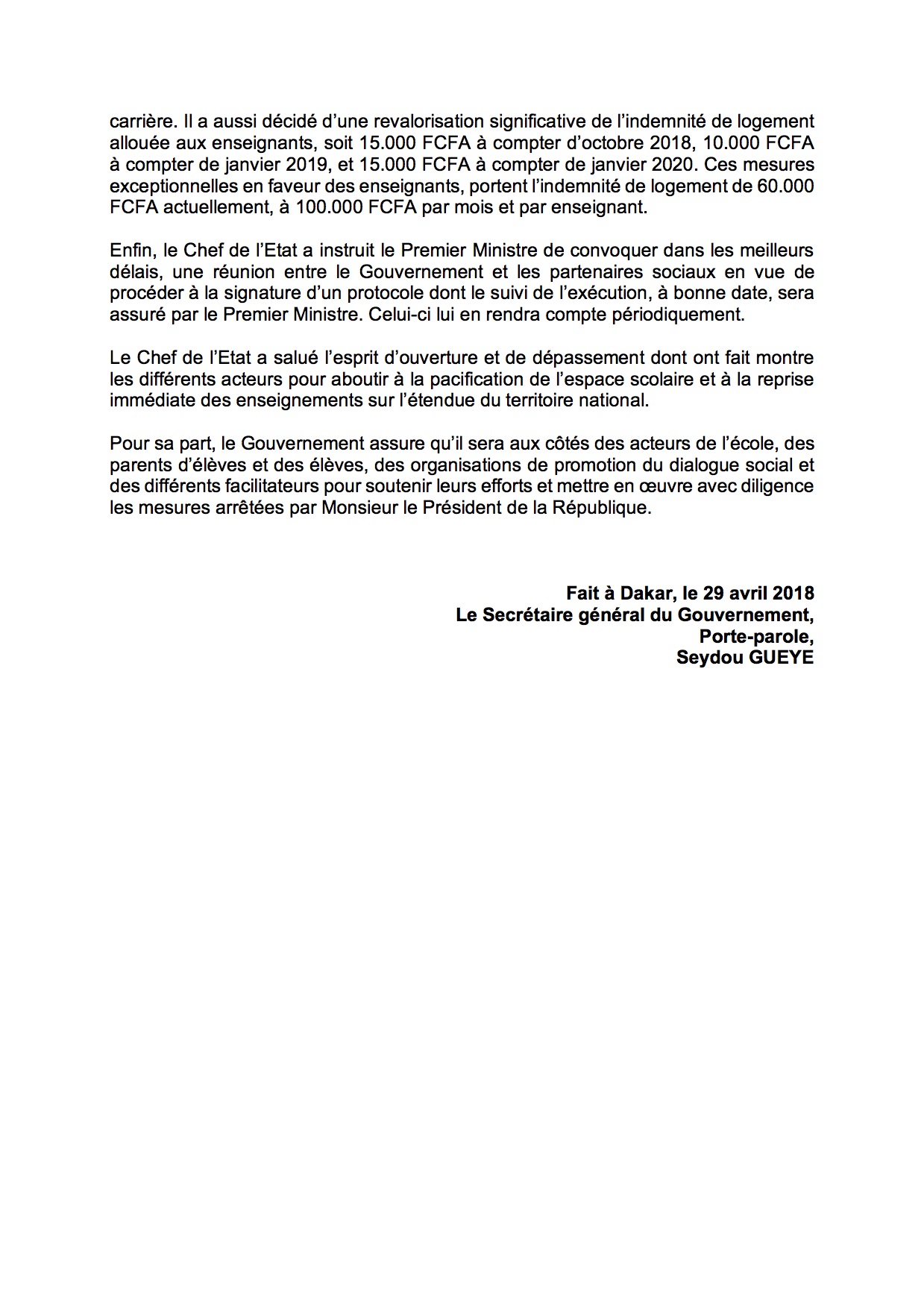 Documents - Le G 6 décide de suspendre son mot d’ordre : Dénouement de la crise scolaire- Macky Sall sauve le Sénégal d’une année blanche Documents - Le G 6 décide de suspendre son mot d’ordre : Dénouement de la crise scolaire- Macky Sall sauve le Sénégal d’une année blanche
