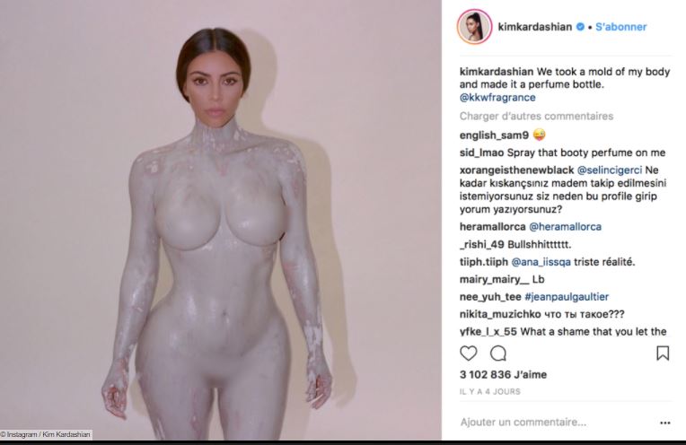 Kim Kardashian dément avoir plagié Jean-Paul Gaultier  : "Cette bouteille célèbre le corps de la femme, mais mon inspi­ra­tion était une statue antique