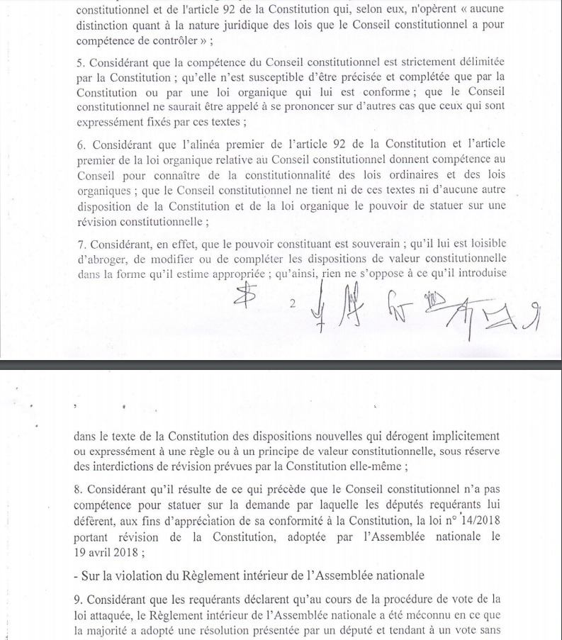 Recours de l’opposition contre la loi sur le parrainage: Les “7 sages” se déclarent “incompétents”