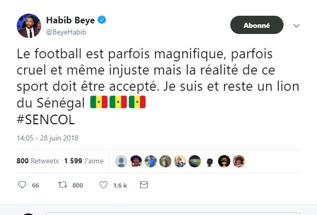 Habib Bèye : "Le football est parfois cruel et même injuste. Je suis et reste un lion du Sénégal"