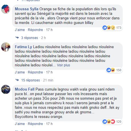 Suppression rallongement Pass 3Go Internet de 24H : la toile lynche Orange avec plus 5100 commentaires négatifs et des menaces d'aller vers Expresso et Tigo, le hashtag "Boycott Orange" lancé