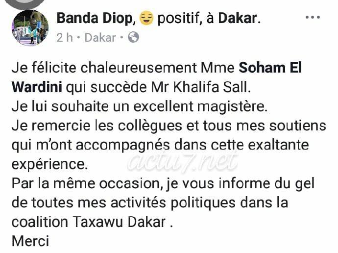 Humilié, Banda Diop gèle ses activités à Taxawu Dakar