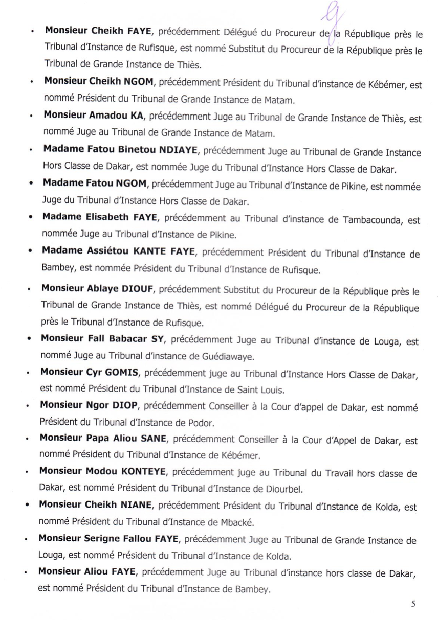 VASTE MOUVEMENT DANS LA JUSTICE: Les nominations du Conseil supérieur de la Magistrature