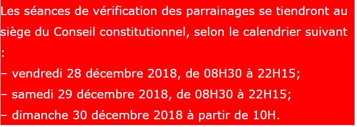 Vérification des parrainages : Le Conseil constitutionnel fixe le calendrier 