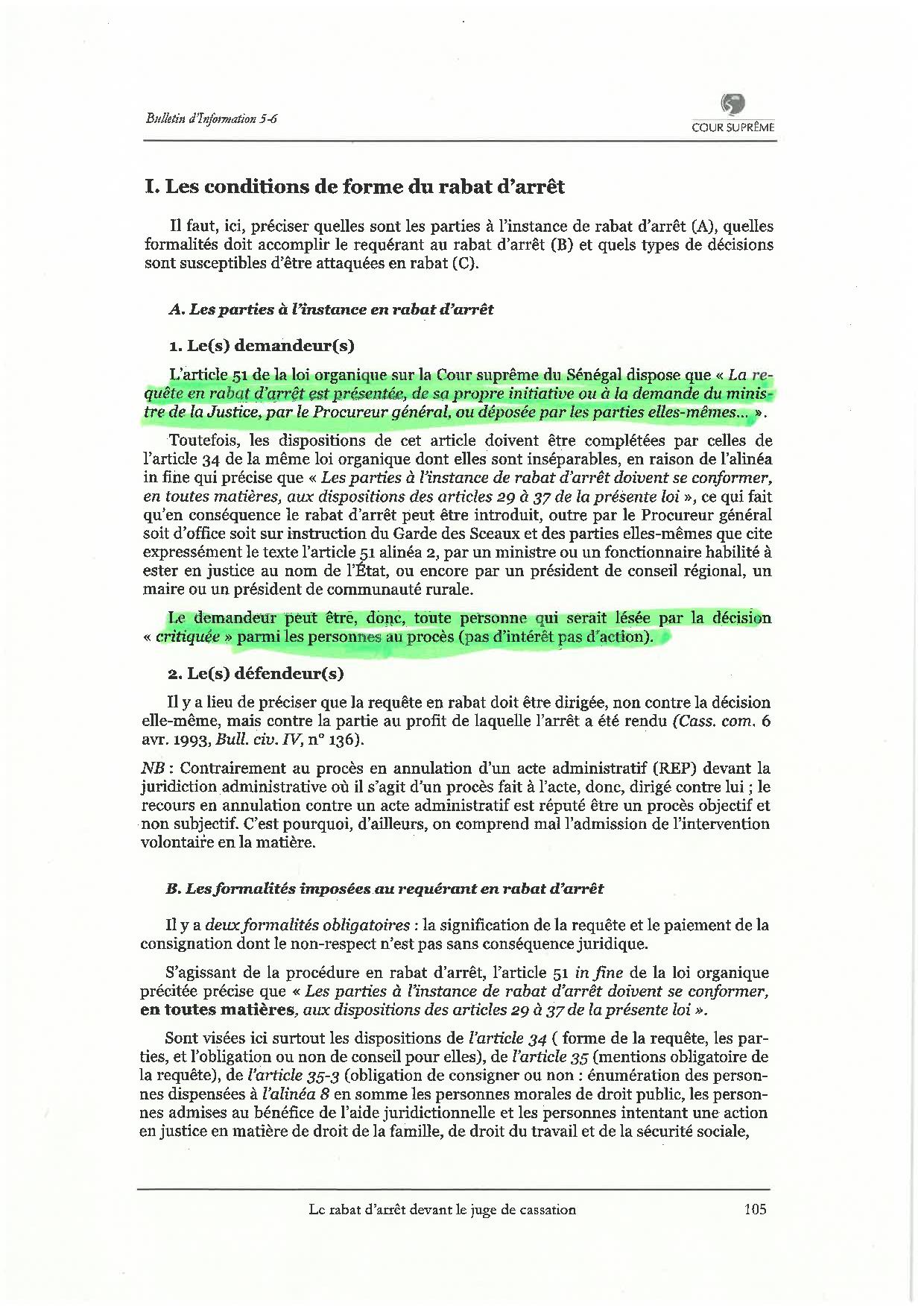 La Cour suprême confirme que le rabat d’arrêt est suspensif  (par Seybani Sougou)