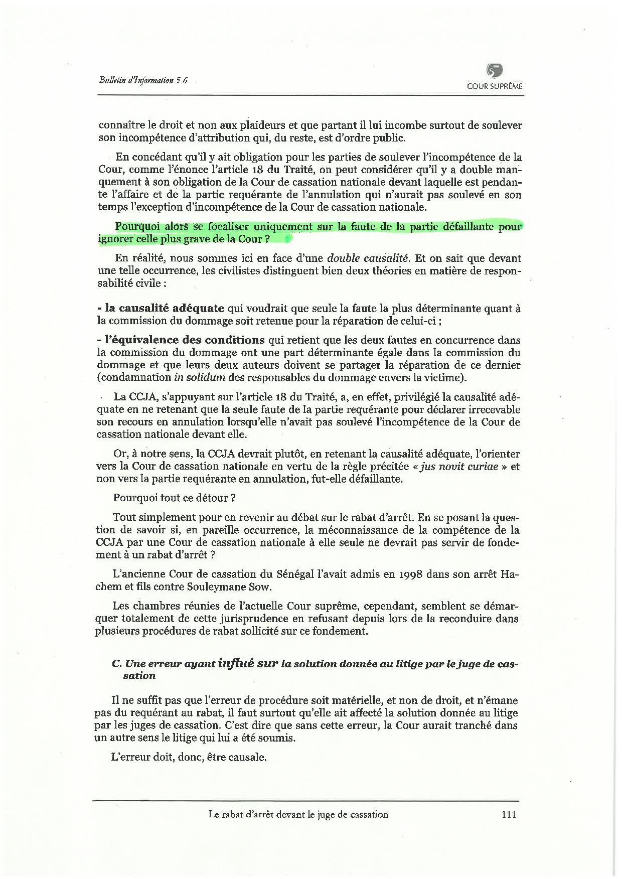 La Cour suprême confirme que le rabat d’arrêt est suspensif  (par Seybani Sougou)