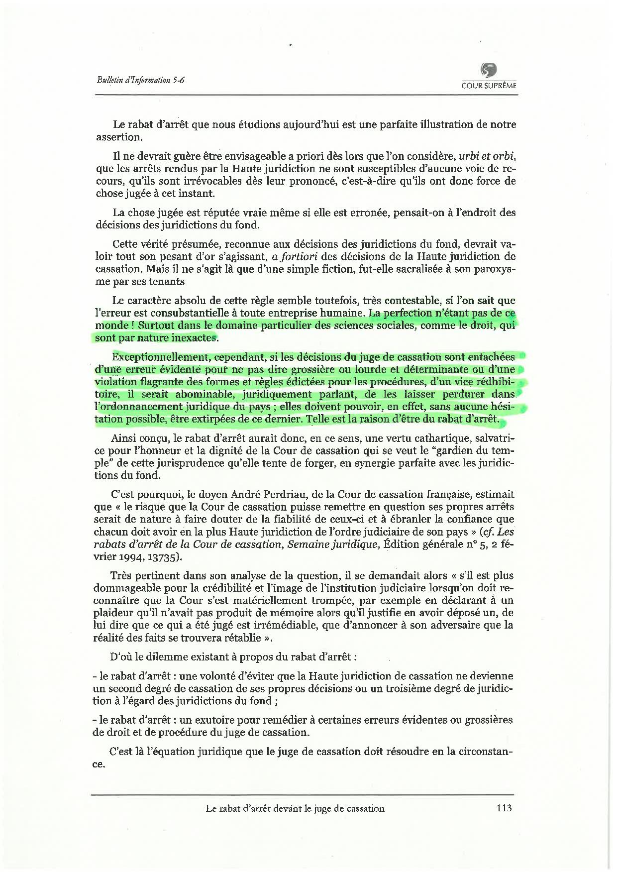 La Cour suprême confirme que le rabat d’arrêt est suspensif  (par Seybani Sougou)