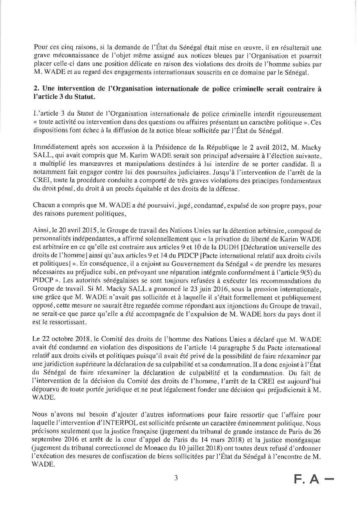 URGENT : La lettre des avocats de Karim Wade à Interpol