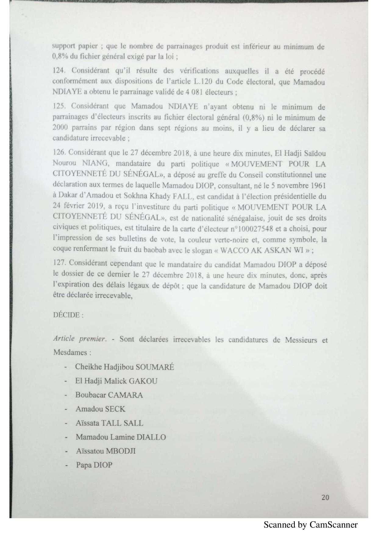 L'intégralité de la décision du Conseil constitutionnel à propos de la liste des candidats de la présidentielle 2019 (document)