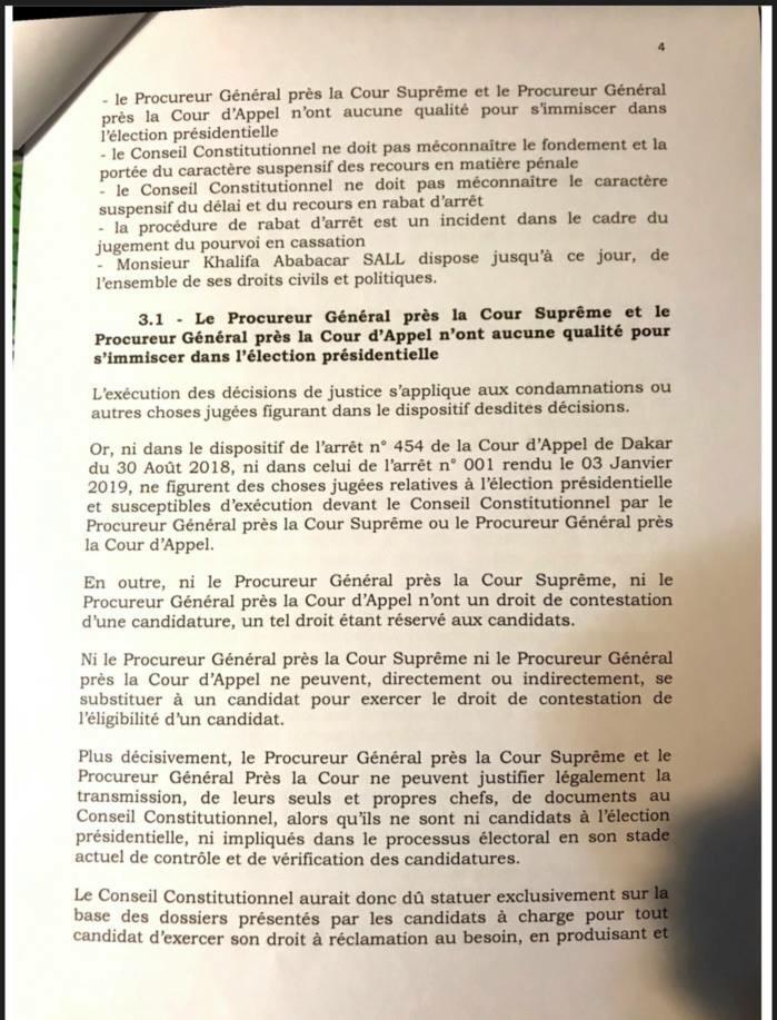 Invalidation de sa candidature au Conseil constitutionnel : l'intégralité du recours de Khalifa Sall (Document)