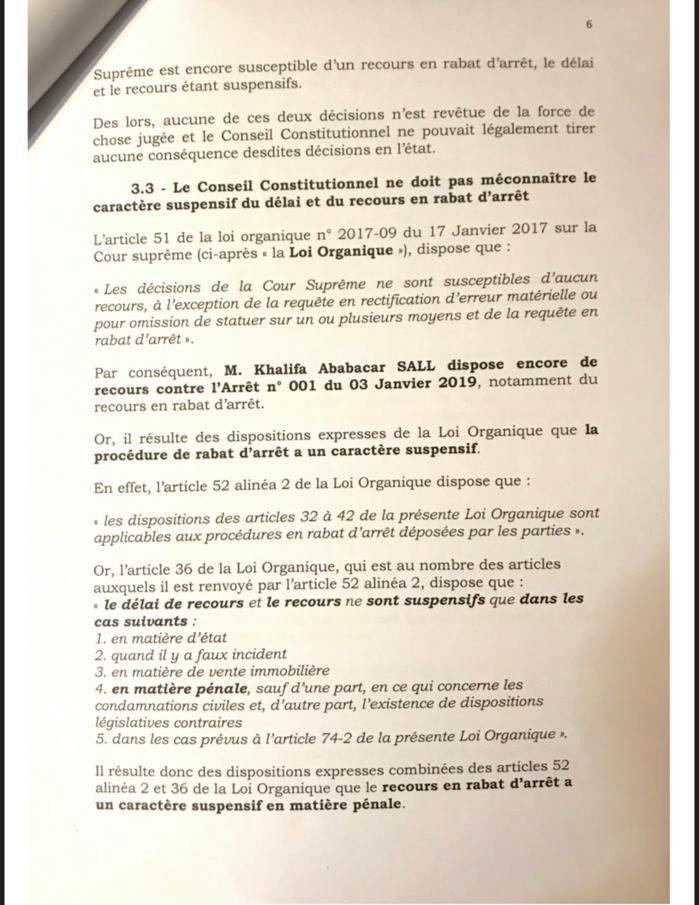 Invalidation de sa candidature au Conseil constitutionnel : l'intégralité du recours de Khalifa Sall (Document)