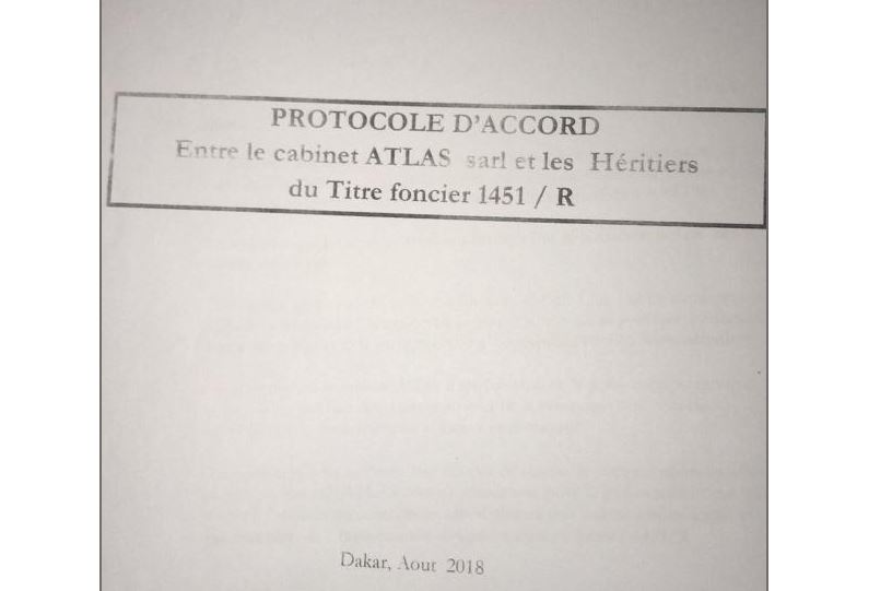 Protocole d'accord entre le cabinet ATLAS sarl et les Héritiers du titre foncier 1451/R (documents)