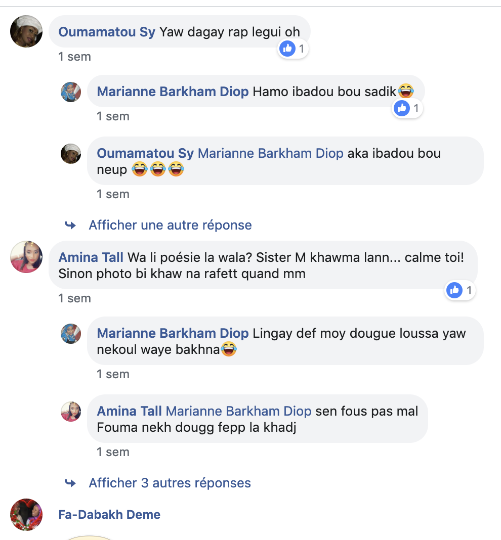 Voici le dernier message de Marianne Barkhane DIOP sur internet