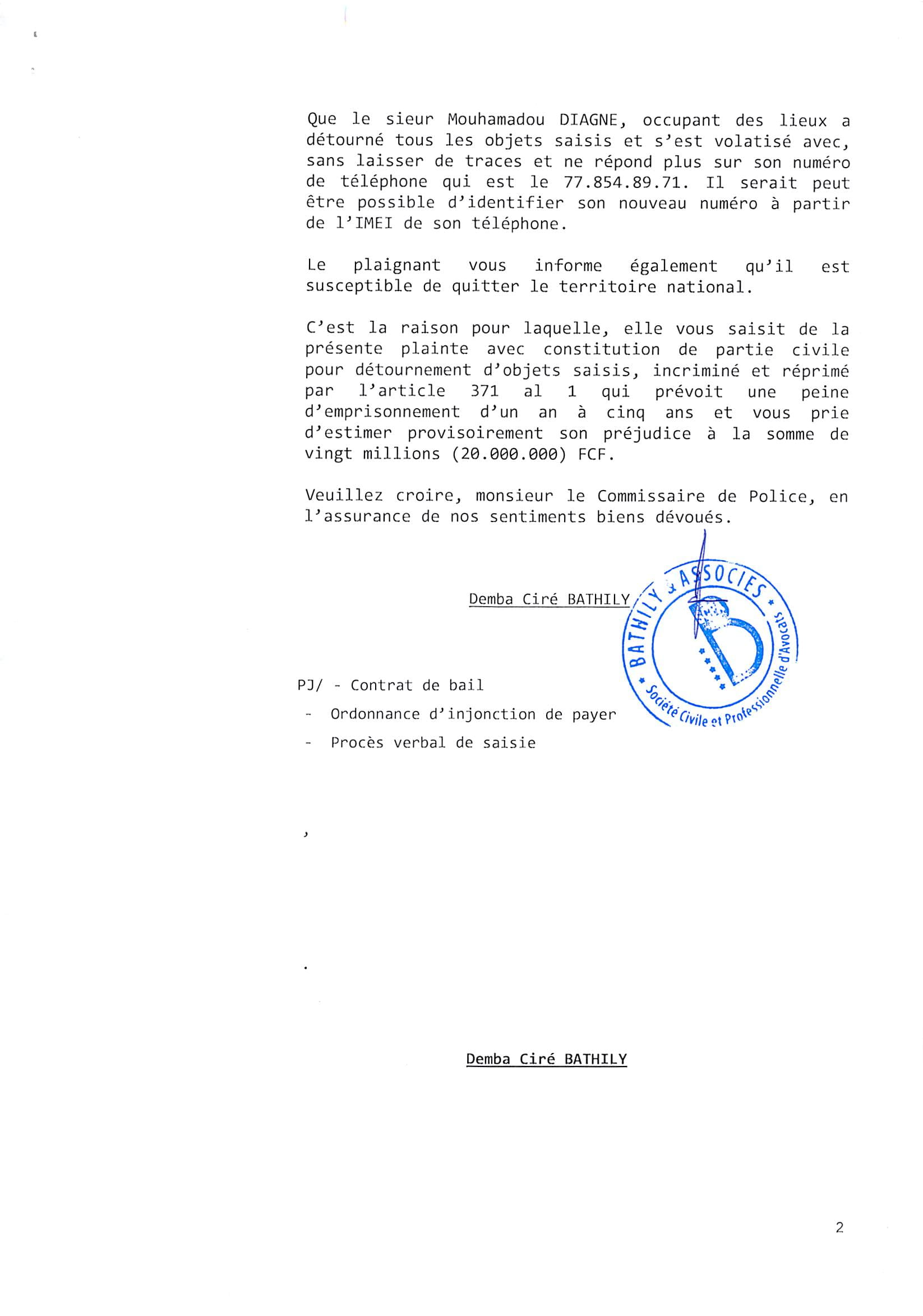 Poursuivi pour 40 millions FCFA : Mouhamadou Mouctar Diagne visé par une nouvelle plainte ( Document )