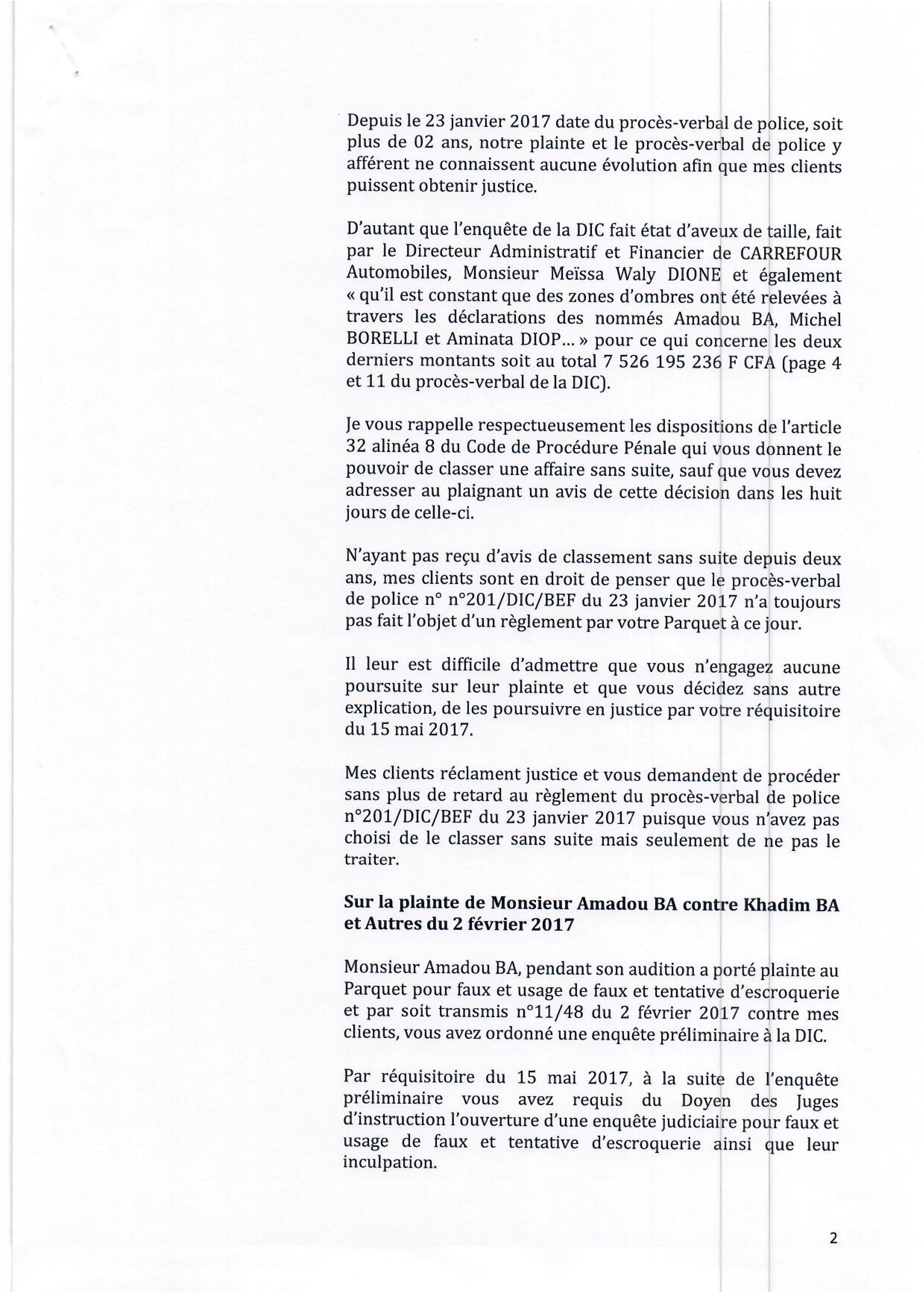 Aux origines de l’affaire Carrefour automobile : Amadou Ba accusé de malversations portant sur 27 milliards… ( Documents ) Aux origines de l’affaire Carrefour automobile : Amadou Ba accusé de malversations portant sur 27 milliards… ( Documents )