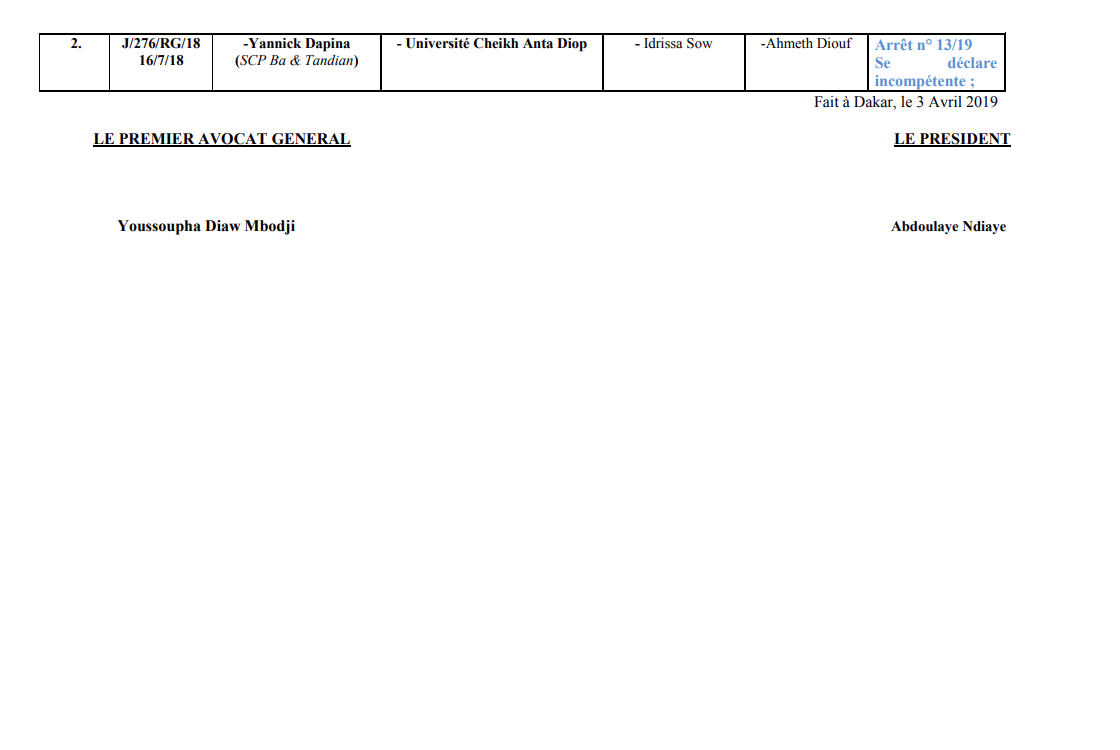 Verdict du procès Etat du Sénégal / Kéthiéh et autres Verdict du procès Etat du Sénégal / Kéthiéh et autres