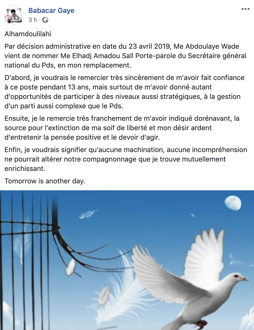 Babacar Gaye n'est plus porte-parole du Pds... Sur décision de Me Abdoulaye Wade, Me Amadou Sall le remplace
