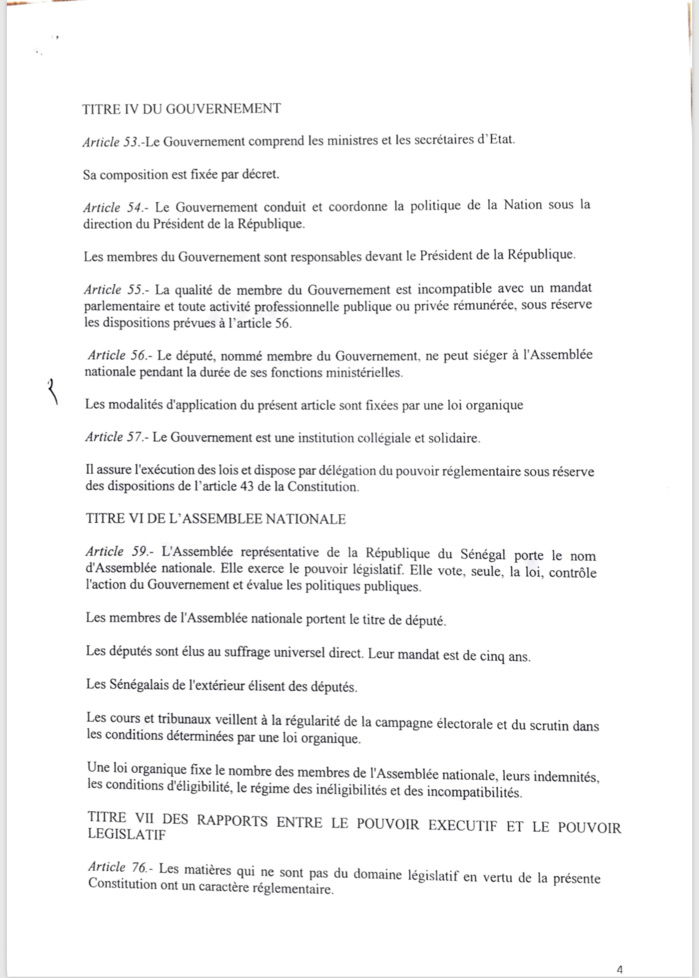 Projet de loi portant révision de la Constitution: Voici ce qui doit changer