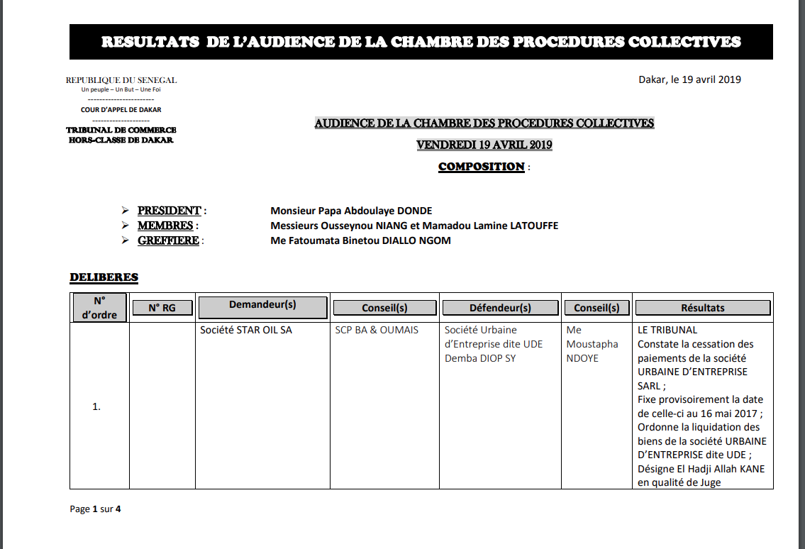 Situation financière du groupe scolaire Silèye Guissé : Le tribunal du Commerce ordonne une expertise Situation financière du groupe scolaire Silèye Guissé : Le tribunal du Commerce ordonne une expertise